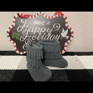 Gray Suede Baby Moccasins